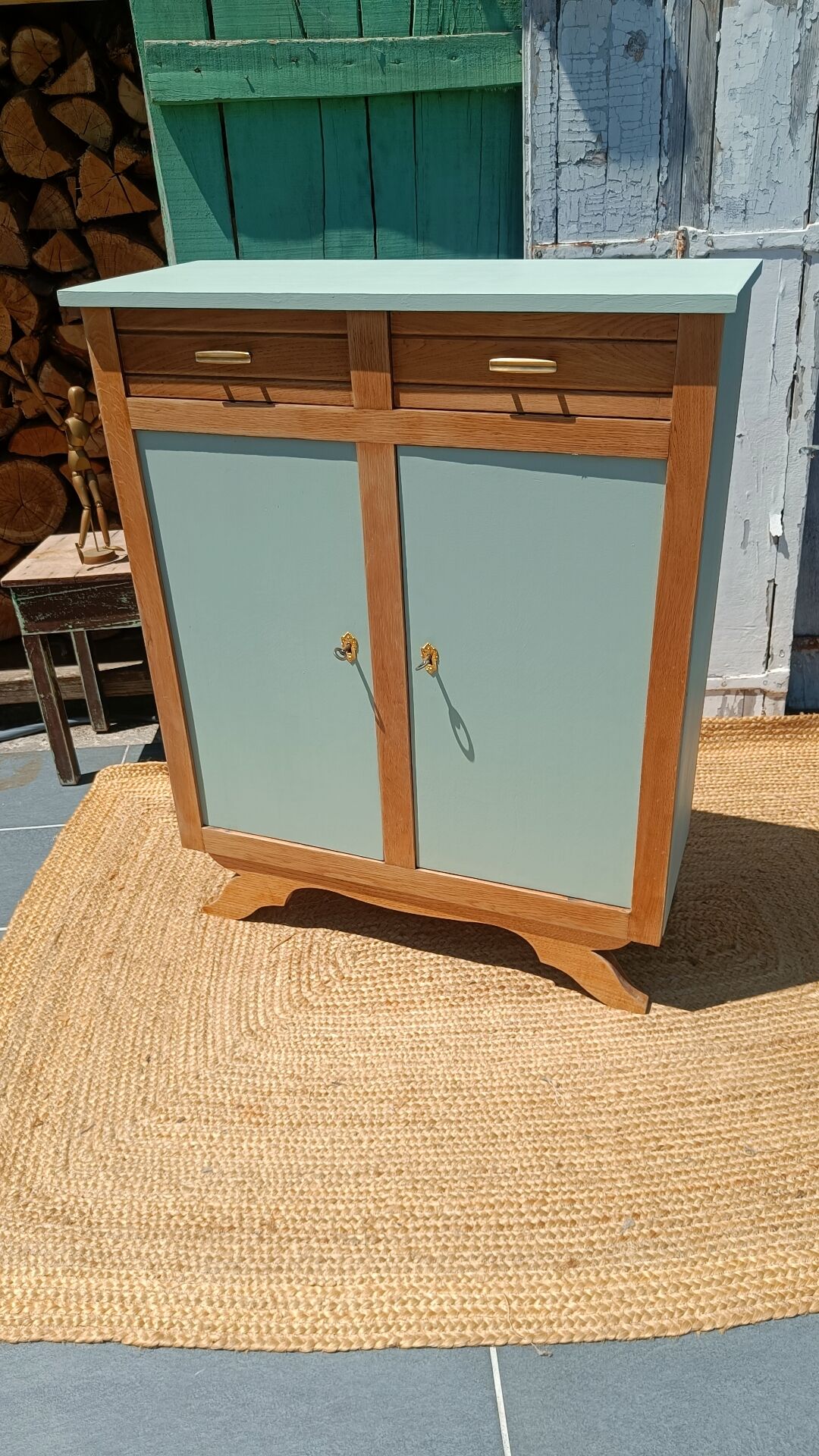 Revalued wood and green buffet