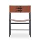Timeless bar stool with a natural brown leather backrest.