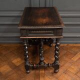 Louis XIII style blackened walnut desk, late 19th century, turned legs, one drawer
