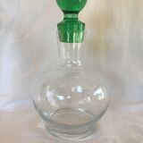 Glass wine carafe with green glass cap