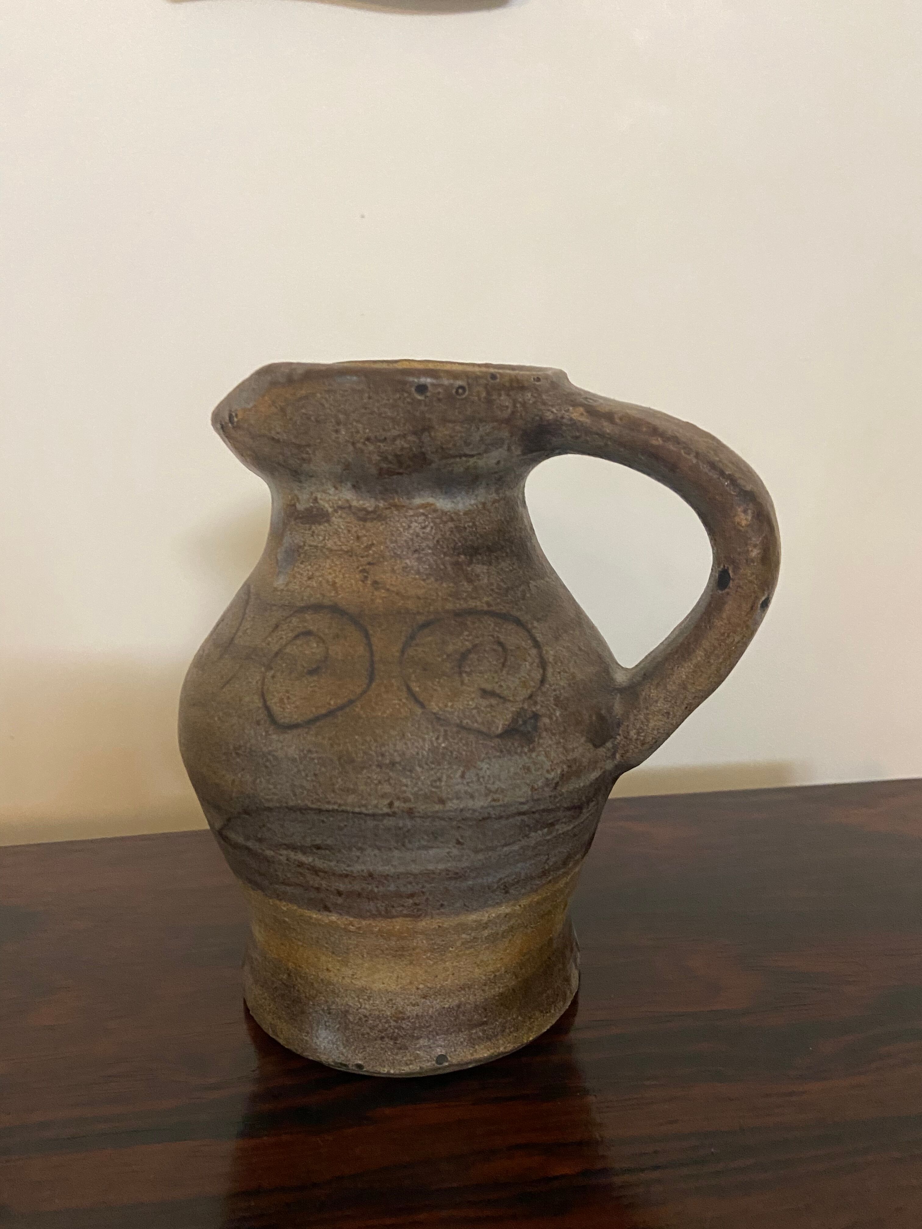 Ceramic pitcher by Agnès Escala Vallauris 60s