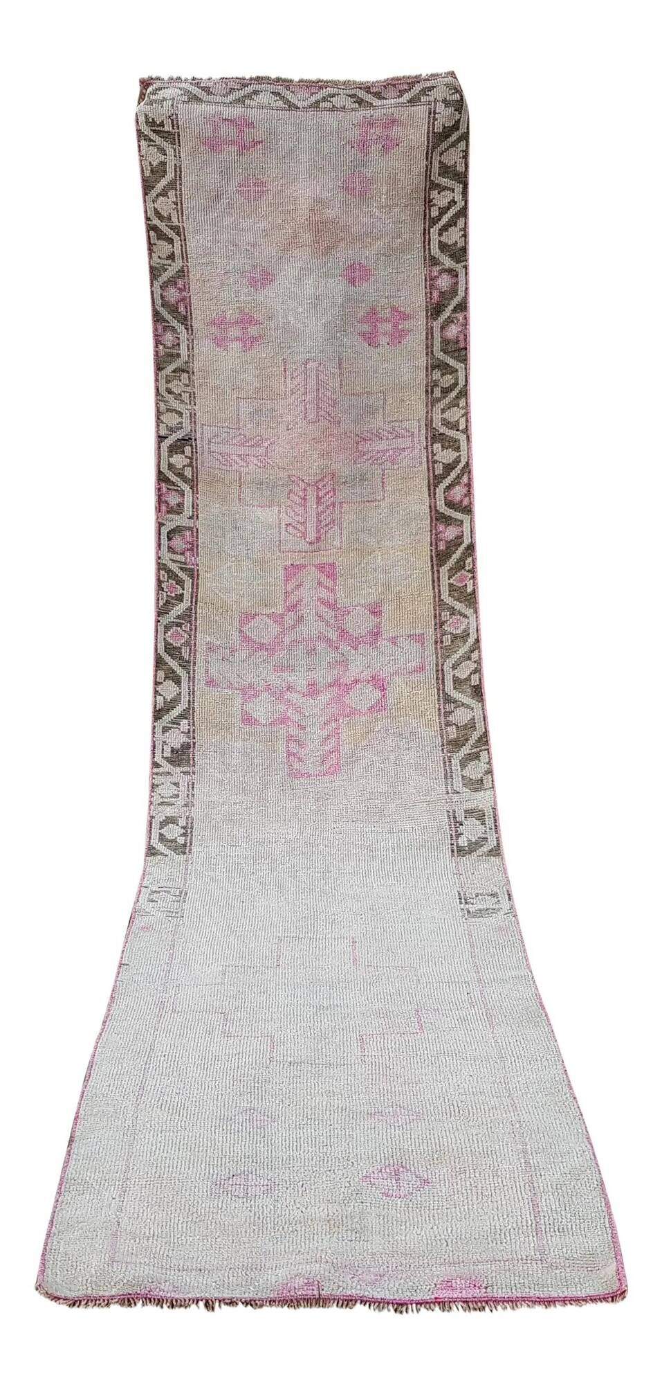 Vintage Turkish hallway rug 92x380 cm