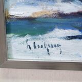 Gideon isaksson (1911-1980), scandinavian modern landscape, 1960s, oil on panel, framed