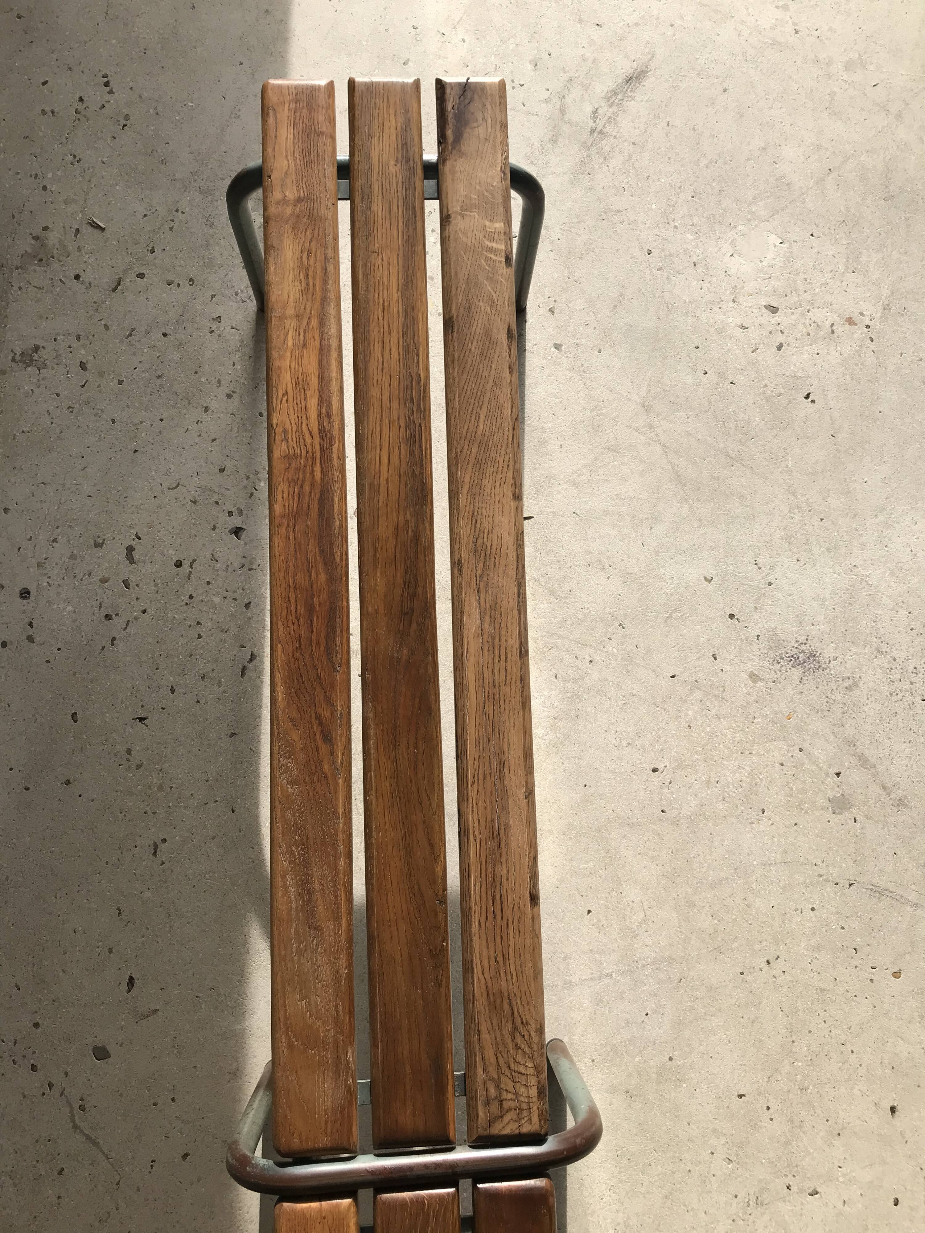 Vintage school bench base gray green