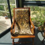 Colonial armchair in reupholstered teak
