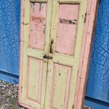 Old polychrome Burmese teak window with interior mirror