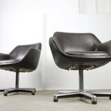 Italian Vintage Chocolate Brown Leather Office Chair