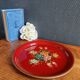 Old Red Plate Signed - Hand-Painted Floral Decoration