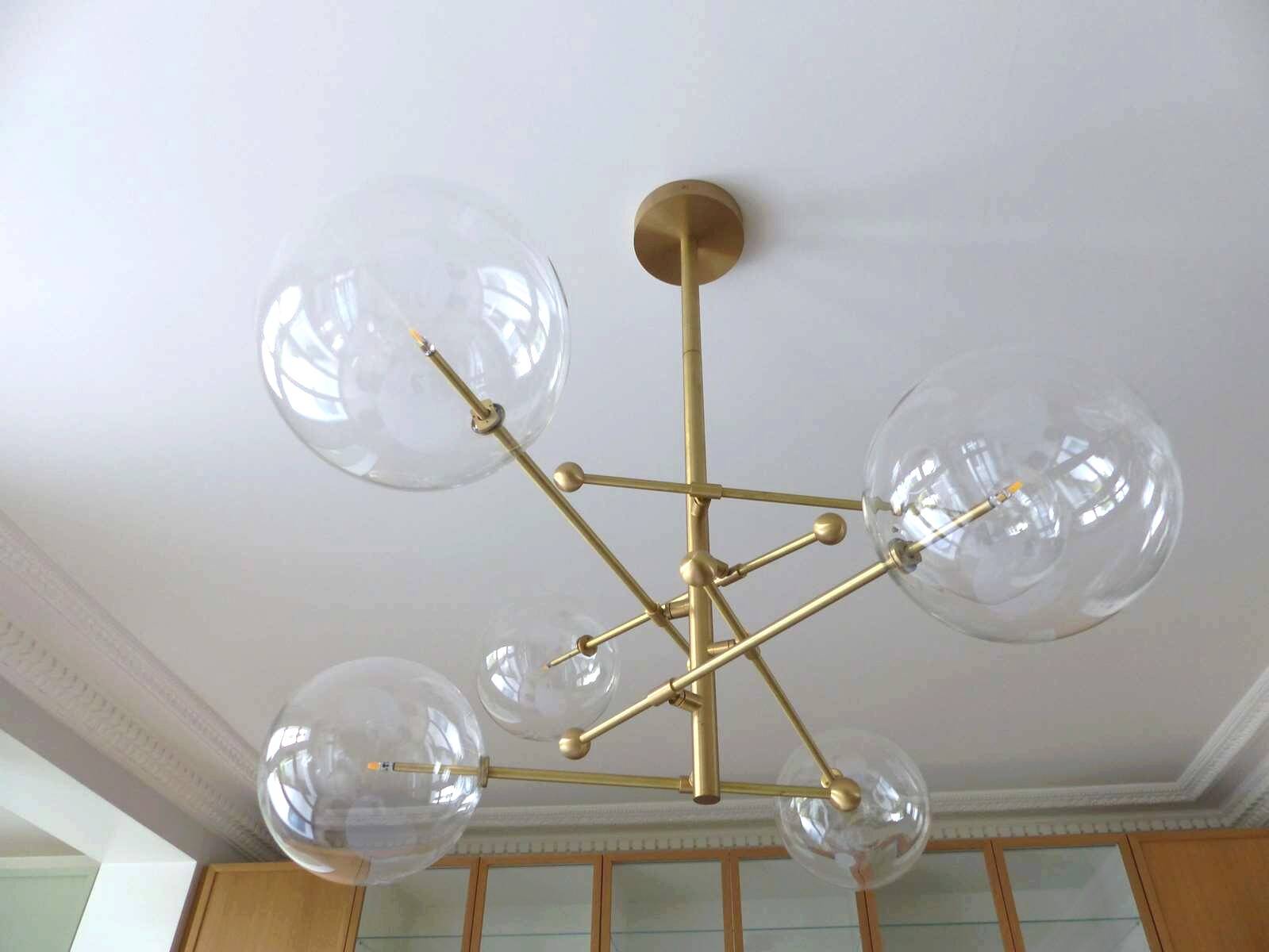 Brass & Borosilicate Glass Suspension "RD15 6 ARMS" design Schwung