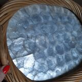 Vintage rattan and mother-of-pearl tray