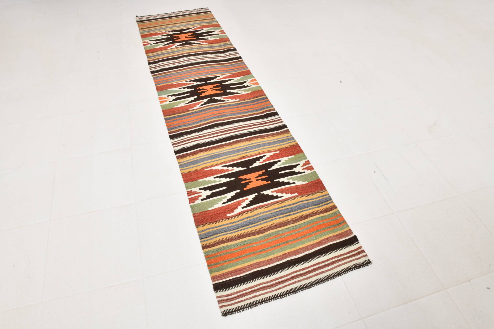 7x14 Wool Runner Rug, Long Wide Rug, 212x438Cm Rare Size Rug,Turkish Runner