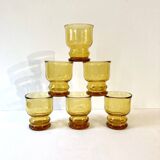 6 Pernod SA amber glass glasses