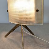 Tripod lamp in glass and brass by MD, Italy circa 1950.