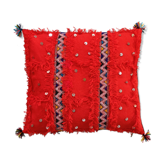 Red Berber cushion with sequin  45x50cm