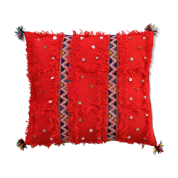 Red Berber cushion with sequins 45x50cm