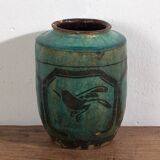 Ancient emerald green enamelled vase (circa 1820) #26