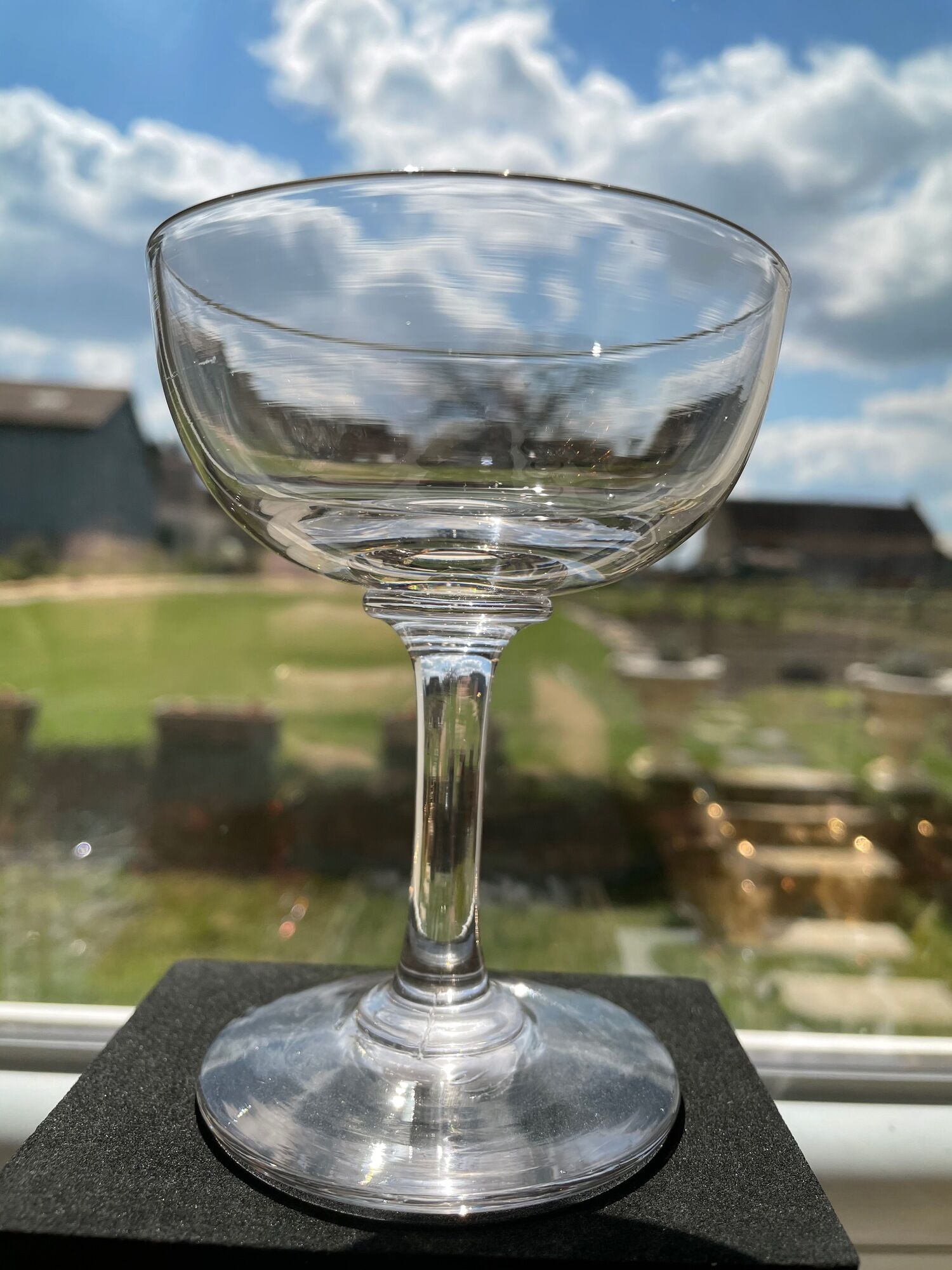 Lot de 6 coupes à champagne, Napoléon III, 1/2 cristal soufflé et taillé