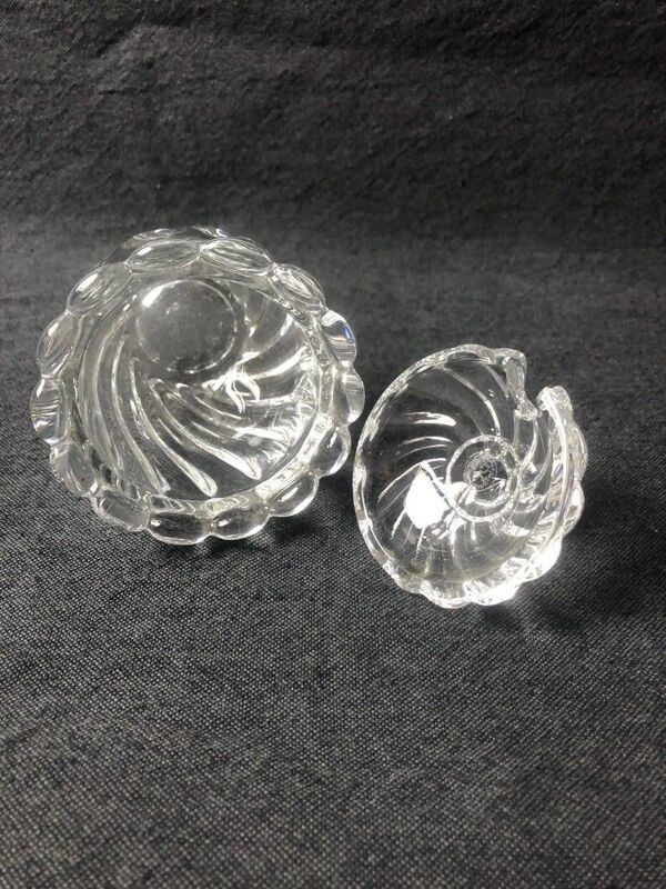 Pot à confiture/pot à moutarde/pot à miel en cristal Baccarat des années 1980 avec couvercle, modèle Bamboo