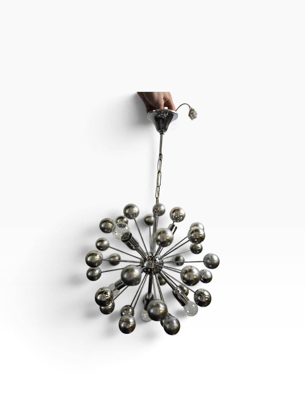Vintage chrome pendant lamp / sputnik chandelier cosack leuchten