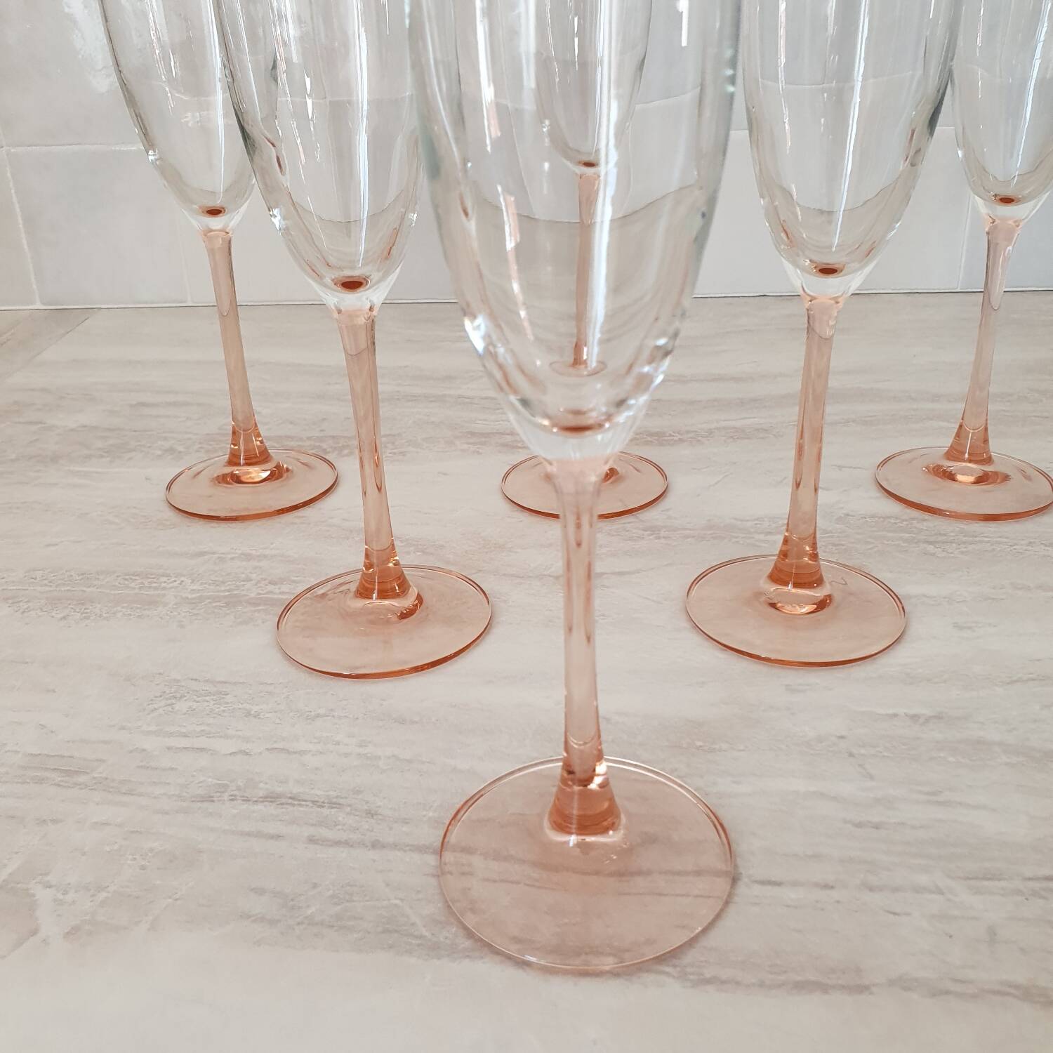 Pink stem champagne flutes