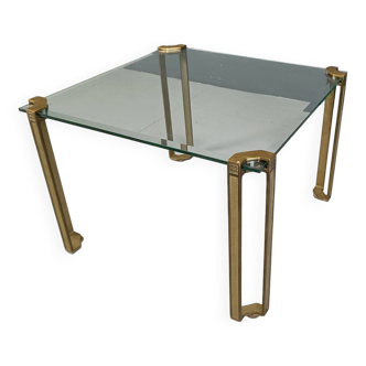 Table basse ou d'appoint carrée en verre et laiton moulé Peter Ghyczy T24 Pioneer