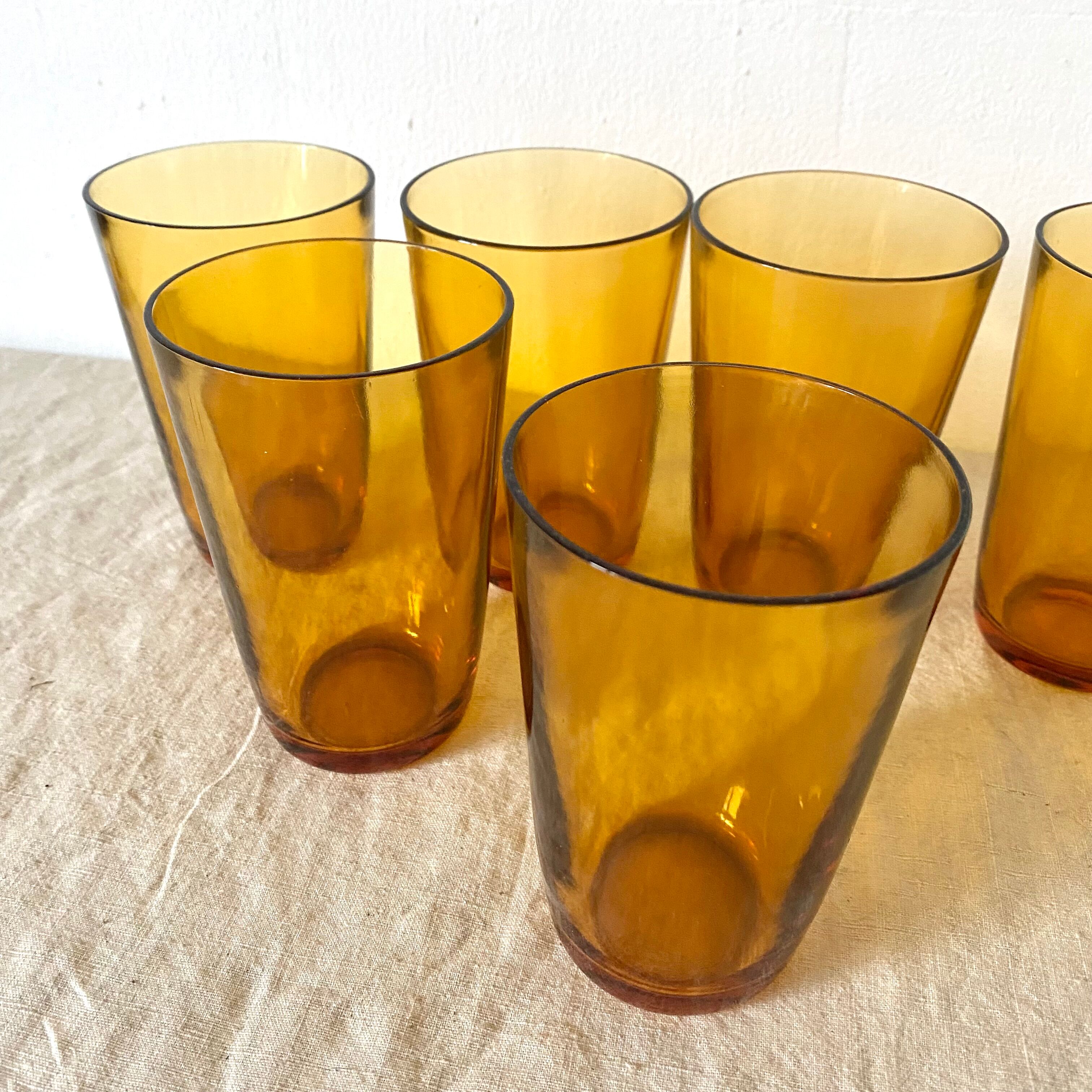 Verres à eau vintage ambrés vereco