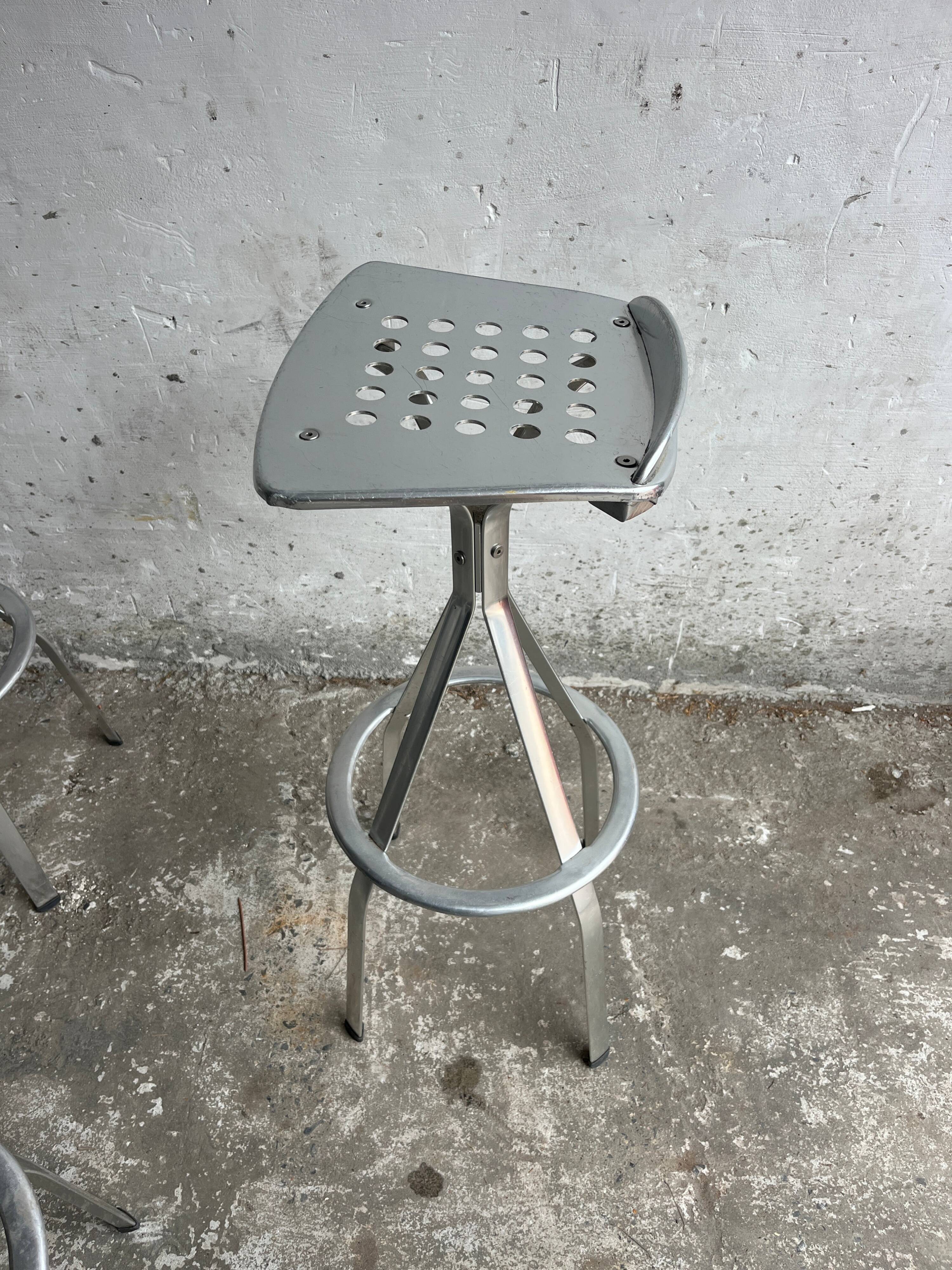 Industrial aluminium bar stools – set of 6
