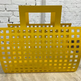 Vintage magazine rack in yellow metal