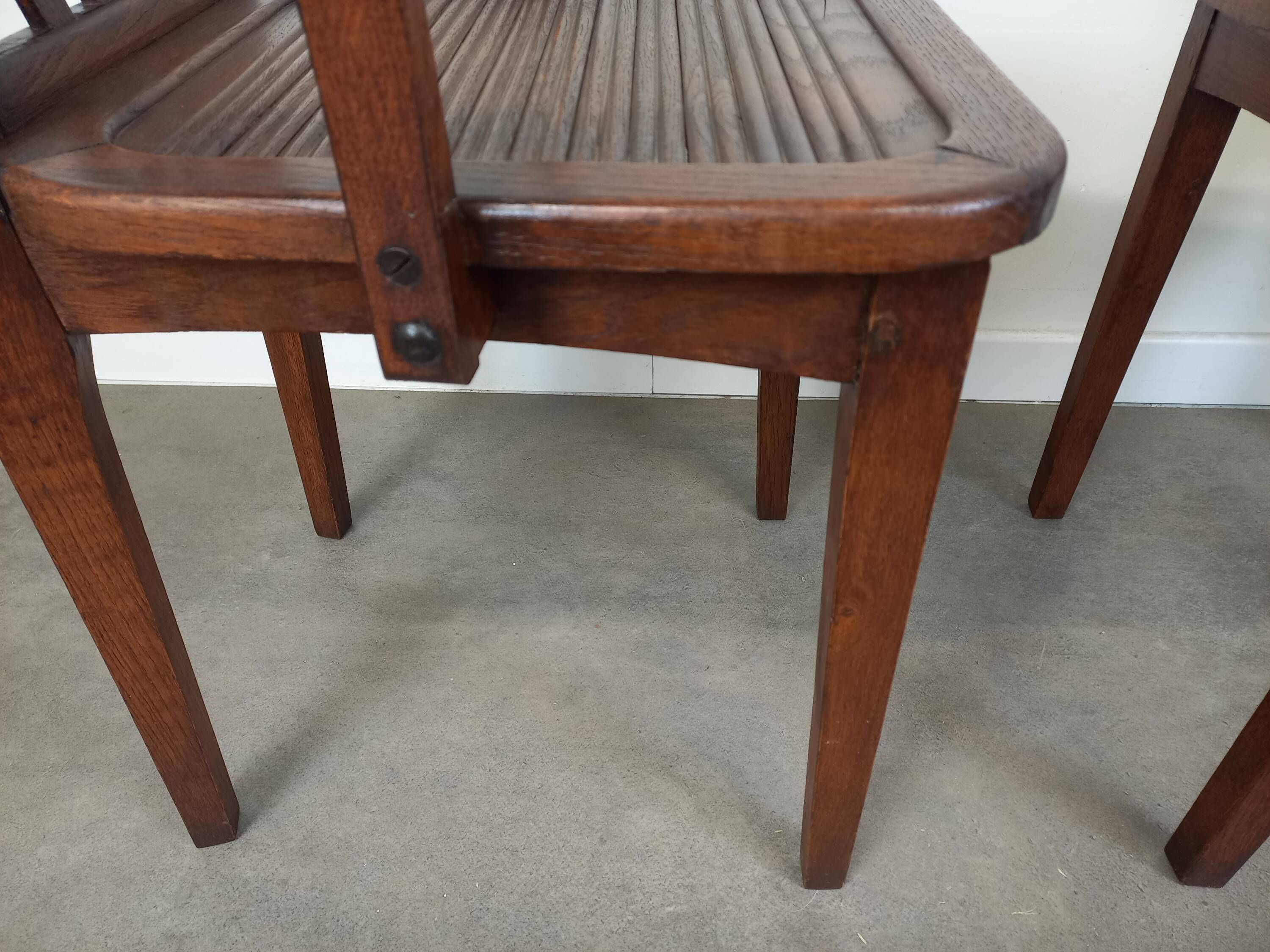 Pair of wooden bridge armchairs
