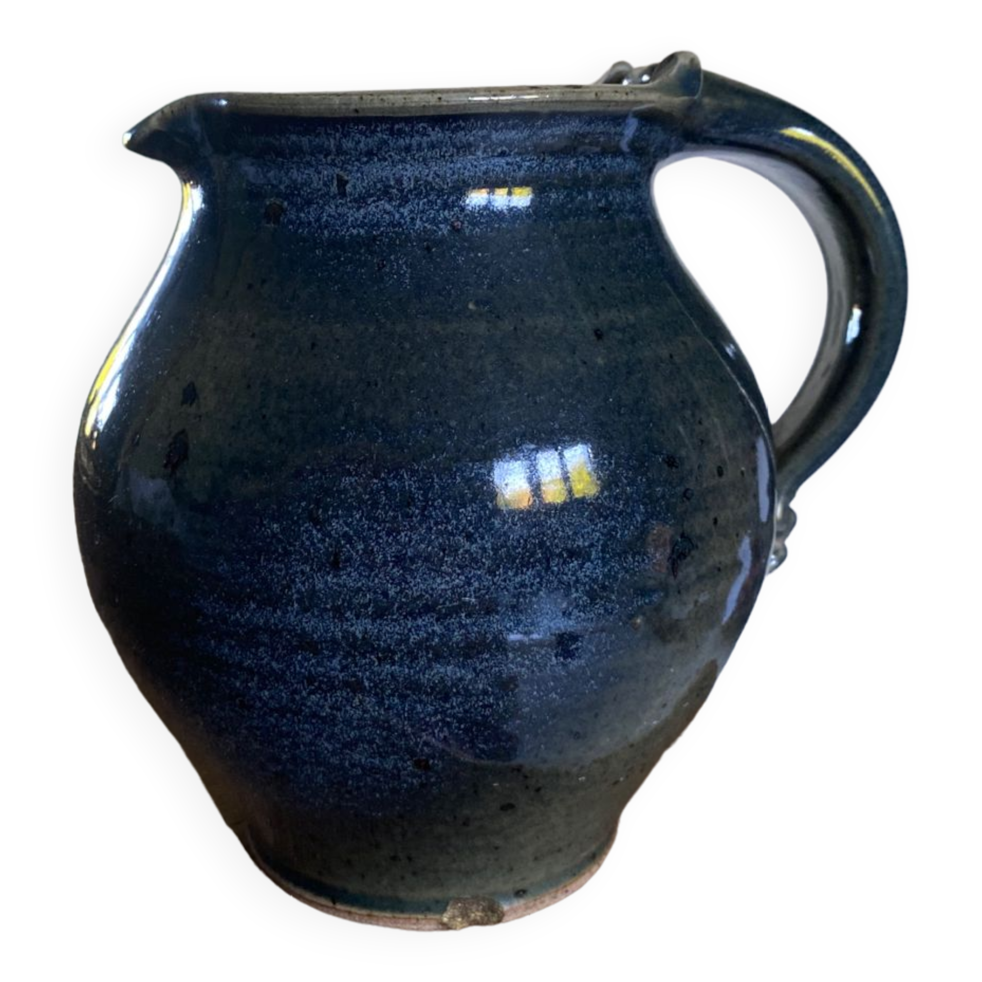 Blue carafe in glazed stoneware ceramic signed