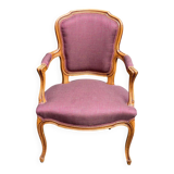 Louis XV armchair in solid wood and burgundy fabric