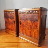 Pair of Art Deco bedside tables in solid blonde walnut – France 1930