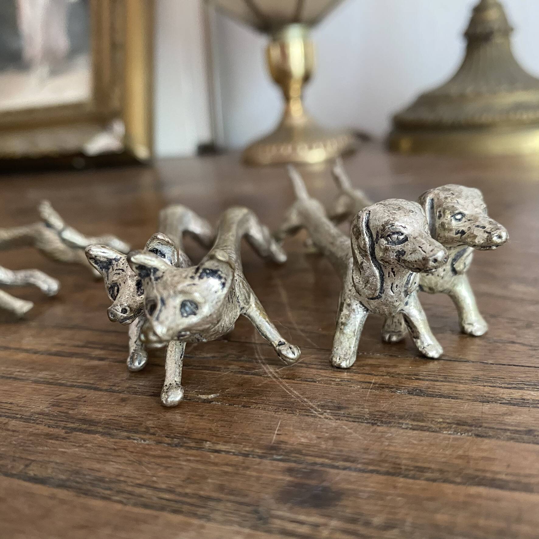 Set of 8 antique silver-plated knife rests Animals
