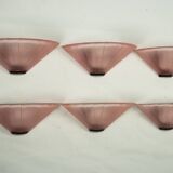 Set of six De Majo sconces in thick pink murano glass. Italy 1980s