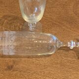 6 chiseled champagne flutes on vintage floral frieze pattern