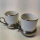 Charming vintage Italian espresso coffee cups White Porcelain and silver base