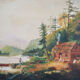 Peinture « The Angler’s Return », design danois, années 1980, par A. Enkeshafi