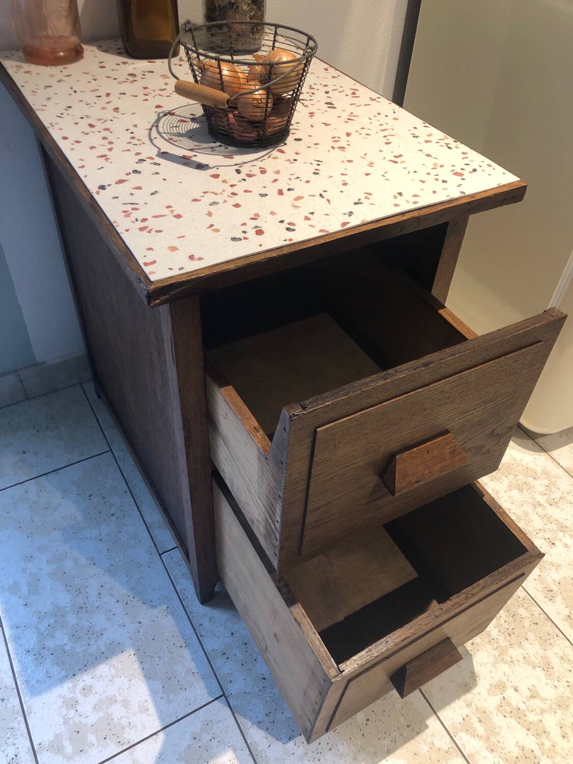 Restored old furniture / chest of drawers with 2 drawers