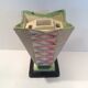 Hand painted art deco vase by Myott and son with flower holder in the centre