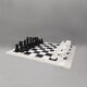 1970s Gorgeous Black and White Chess Set in Volterra Alabaster Handmade.  Made in Italy