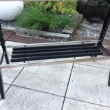 Console in black lacquered wood and chromed metal / vintage 60s-70s