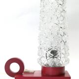 Bedside lamp in red lacquered wood and glass globe from the 1960s-70s