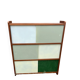 Vintage 1960s display shelf with sliding glass doors.