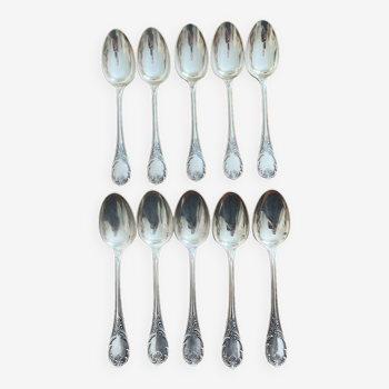 Silver metal Cristofle teaspoons, Marly model, 10 pieces