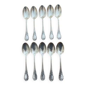 Silver metal Cristofle teaspoons, Marly model, 10 pieces