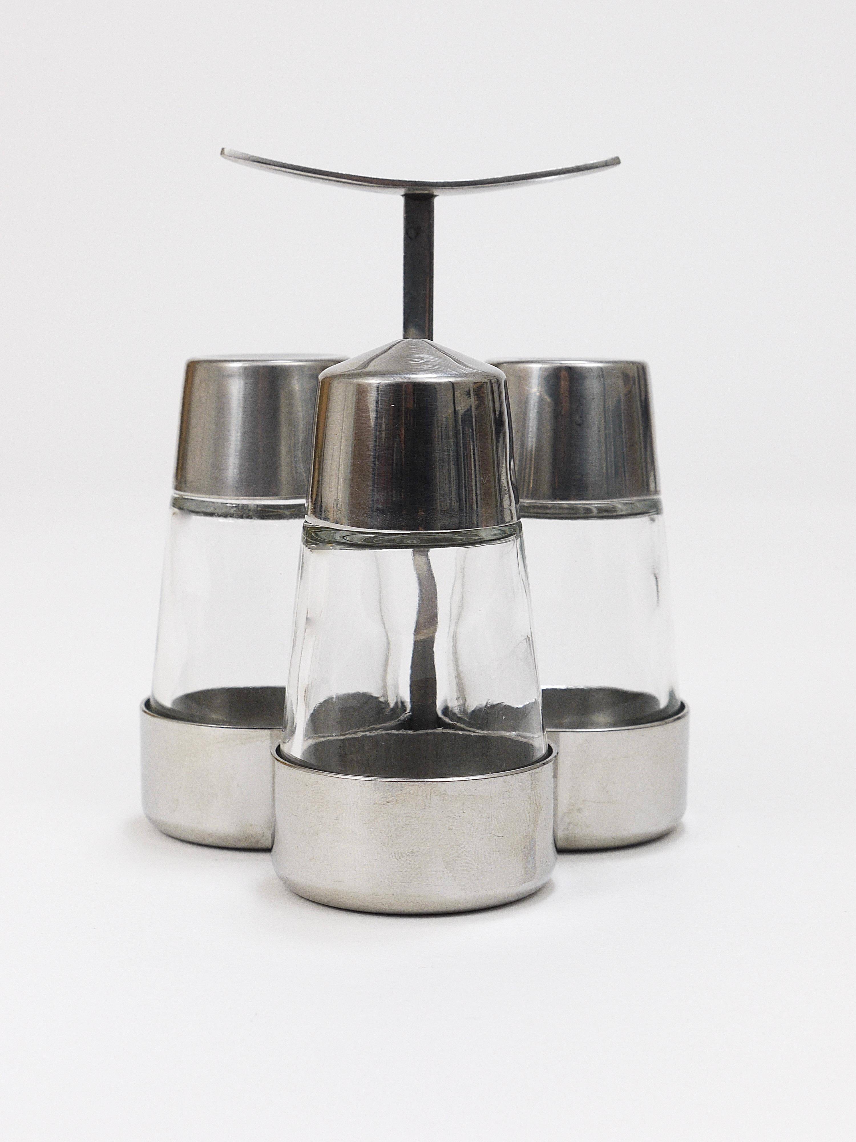 Set of condiments Marianne Denzel salt and pepper, Berndorf, Austria, 1960s
