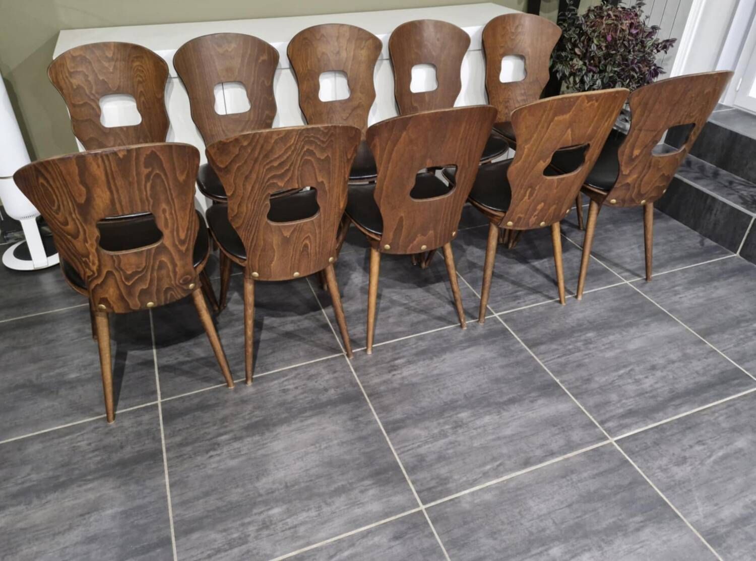 Set of 10 vintage Baumann "Gentiane" model bistro chairs, 1960s