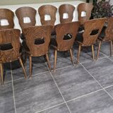 Suite de 10 chaises de bistrot Baumann modèle "Gentiane" vintage, années 1960