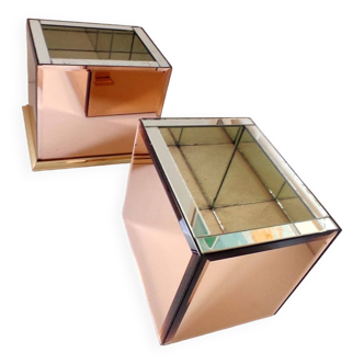 2 cache-pots années 70 miroir ambré