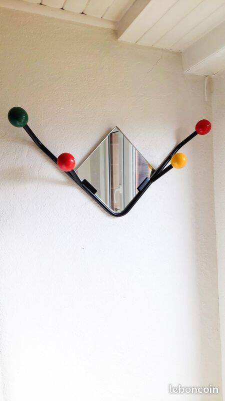 Vintage ball and mirror coat rack